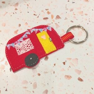 Red Retro Cute Camper Trailer Key Fob Handcrafted Adventure Awaits | New #7